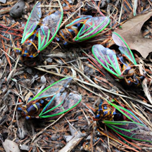 Cicadas emerging from the ground during their emergence cycle.