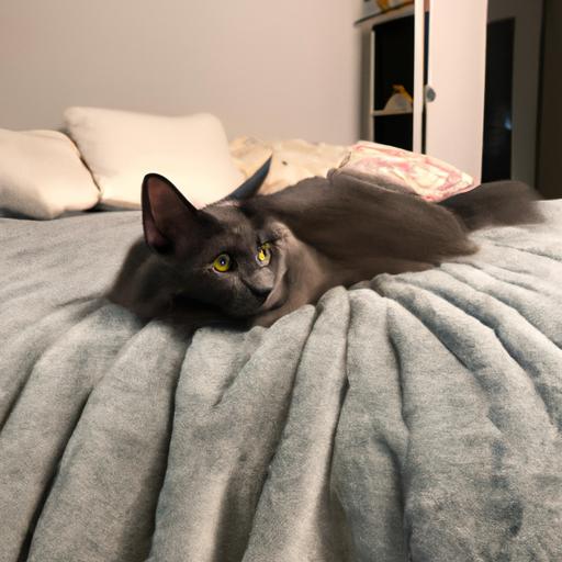 This Nebelung Cat knows how to relax in style, with a soft and cozy bed to lounge on.