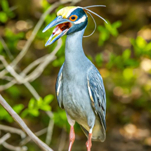 The yellow-crowned night heron is a rare bird that can be found in wetlands and marshes.