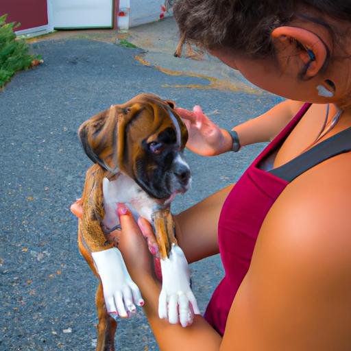Socializing your Boxer puppy with different people is important for their development and behavior.