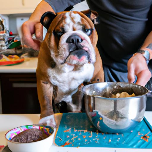 This owner is taking the extra step to provide their bulldog with a nutritious, homemade meal.