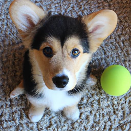 This Corgidor puppy is ready to play fetch with their favorite tennis ball