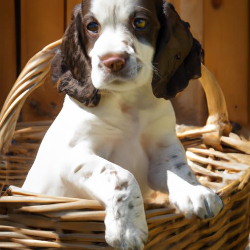 This adorable pup loves to curl up in this cozy basket for a nap.