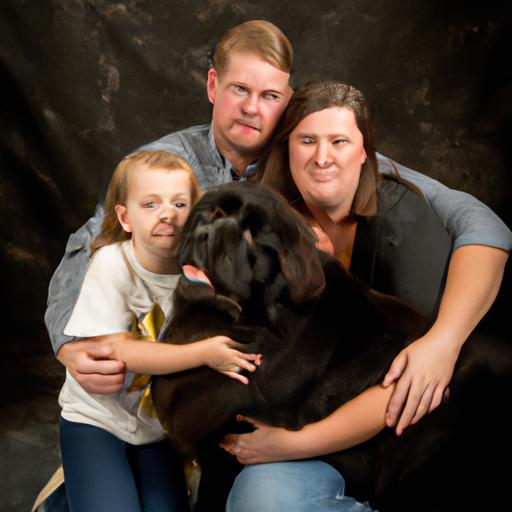 This family's love for their new rescue dog is evident in their warm embrace.