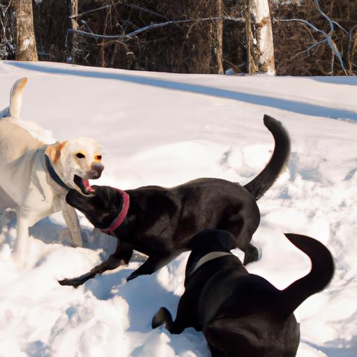 These playful pups can't resist a good romp in the snow