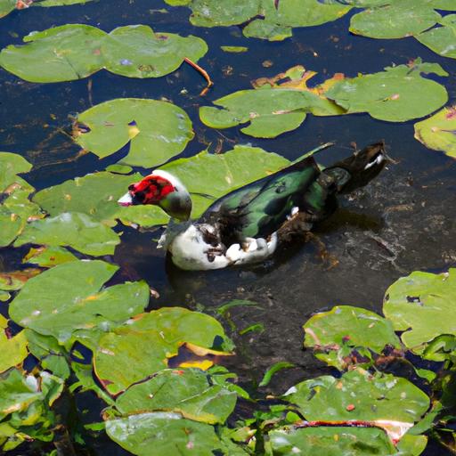 Muscovy ducks are excellent swimmers and can often be found in ponds, lakes, and other bodies of water.