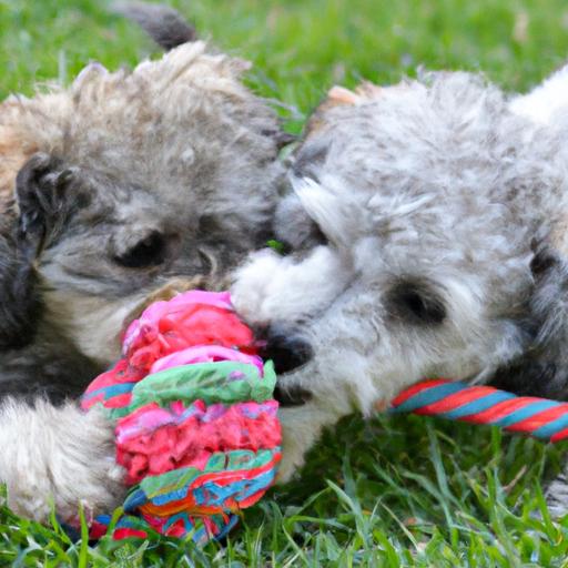 These playful Schnug puppies love to chew on their favorite toys!