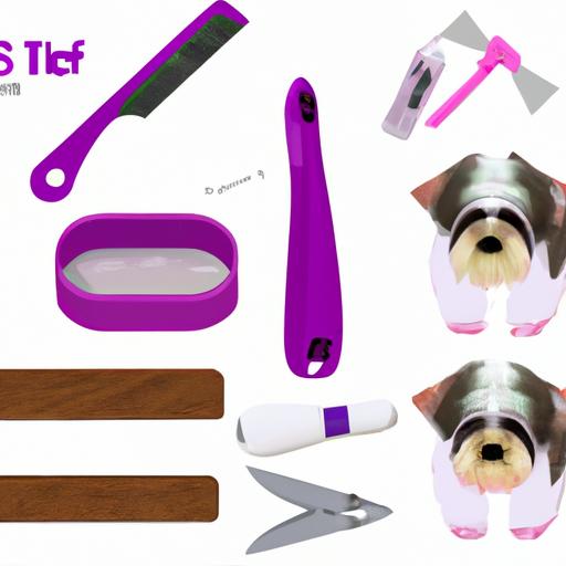All the essential grooming tools needed for a Shih Tzu.