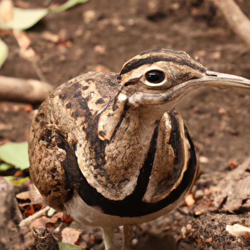The woodcock bird's long beak and eyes located high on its head are adaptations for its ground-dwelling lifestyle