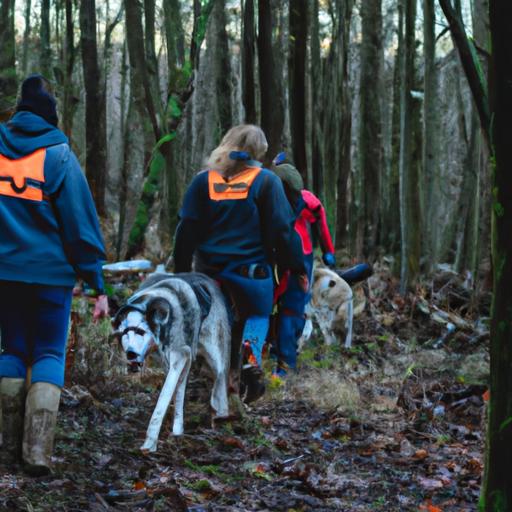 A group of dedicated volunteers braving the harsh elements to save lost Huskies.