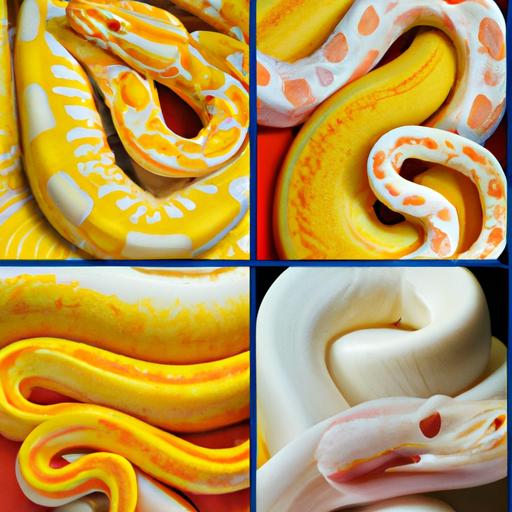 Explore the variety of colors and patterns found in different albino snake breeds like the Burmese python and corn snake.