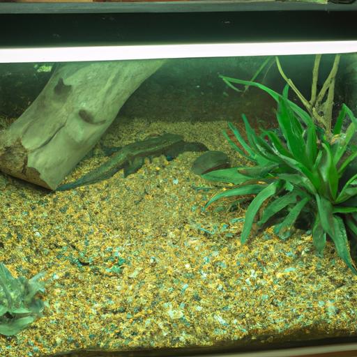 Well-maintained alligator skink enclosure with suitable temperature, humidity, and hiding spots