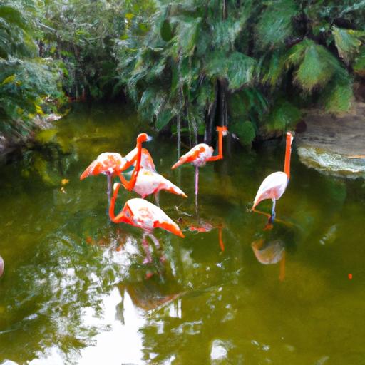 American flamingos thrive in their natural habitat of coastal lagoons and mangrove swamps.