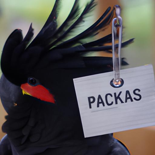 Black palm cockatoo with price tag
