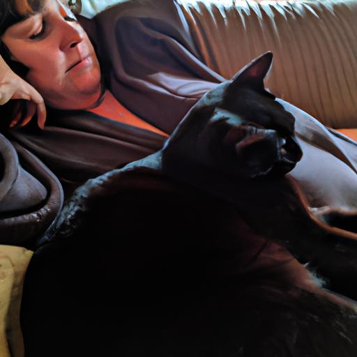 Unwind and find comfort with a big black cat companion.