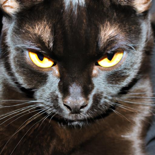 Big black cat with captivating features.