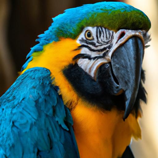 Blue and Gold Macaw showcasing its captivating talking abilities.