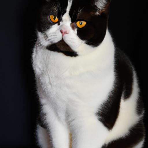 Regal British Shorthair black and white cat representing the breed's rich history.
