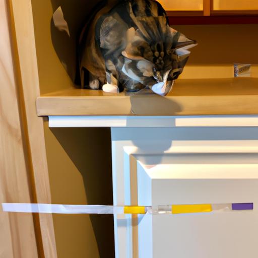 Cat deterred from jumping on the counter by double-sided tape