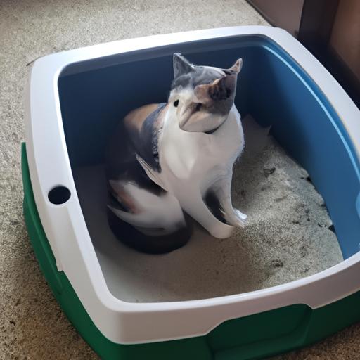 A cat enjoying its litter box