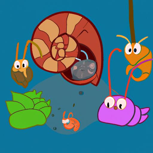 Various species of snails, hermit crabs, and shrimp, perfect for creating an efficient saltwater aquarium clean up crew.