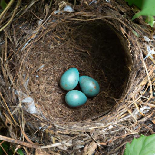 A common blackbird nest filled with delicate eggs, awaiting the arrival of new life.