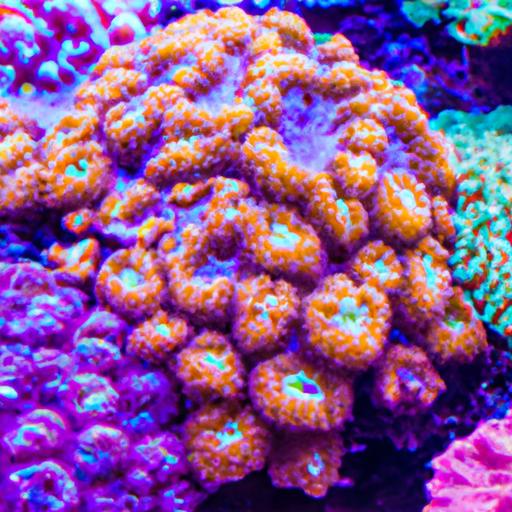 Vibrant coral reef inside a reef tank