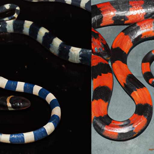Comparison of a coral snake and a non-venomous look-alike