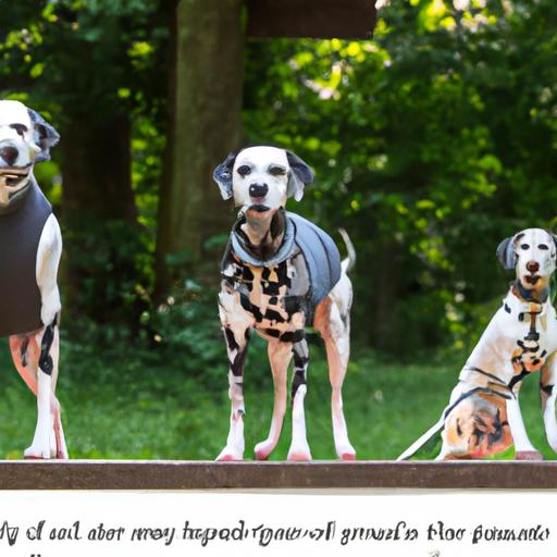 Dalmatians of different ages enjoying exercise together