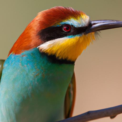 Close-up of a European Bee Eater showcasing its brilliant turquoise-blue feathers.