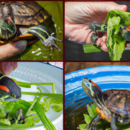 Feeding red-eared slider turtles: Aquatic plants, leafy greens, and small fish