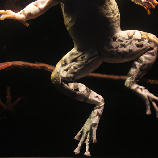 The powerful hind legs of a giant frog enable it to leap great distances.