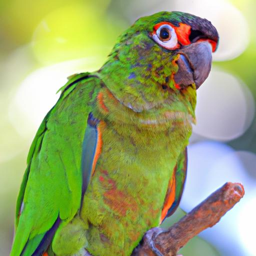 Vibrant green conure showcasing its colorful plumage