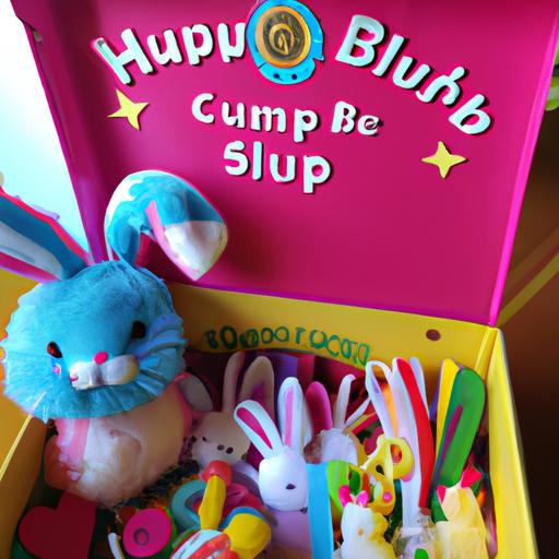 A box filled with delightful bunny goodies from the Happy Bunny Club.