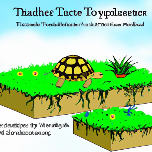 An ideal tortoise habitat provides abundant vegetation, access to water, temperature regulation, and hiding places.