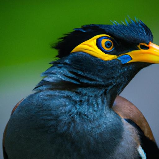Mynah birds are known for their striking appearance and vivid plumage.
