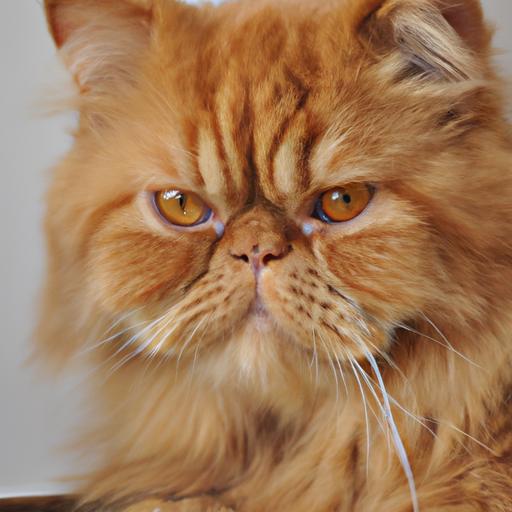 A regal orange Persian cat with a luxurious coat and captivating gaze.