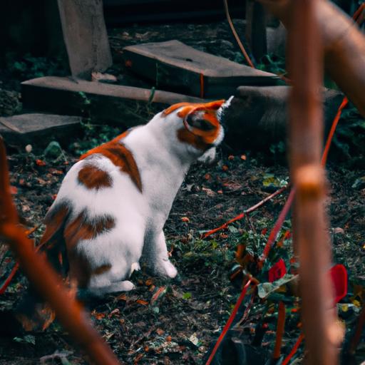 An outdoor cat exploring their natural environment