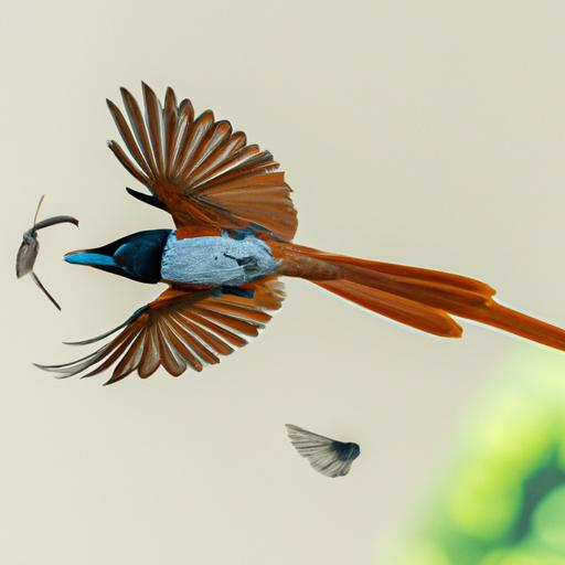 The paradise flycatcher contributes to the ecosystem by keeping insect populations in check.