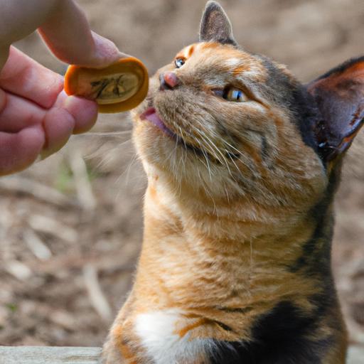 Rewarding your cat with treats during positive reinforcement training