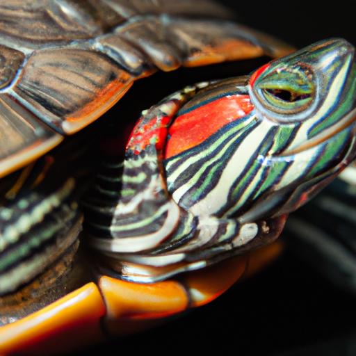 Vibrant Colors: The beautiful shell of a red-eared slider.