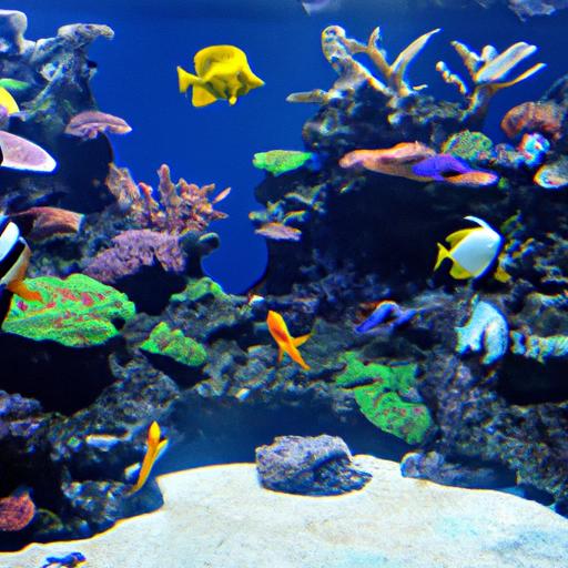 A beautifully arranged saltwater aquarium with angel fish enjoying their natural habitat.