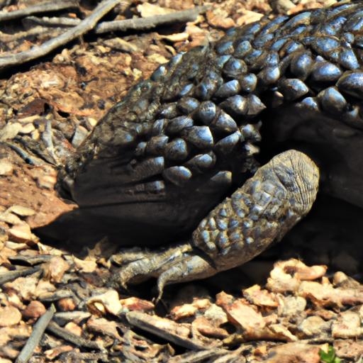 Shingleback lizards exhibit slow and deliberate movements using their strong limbs.