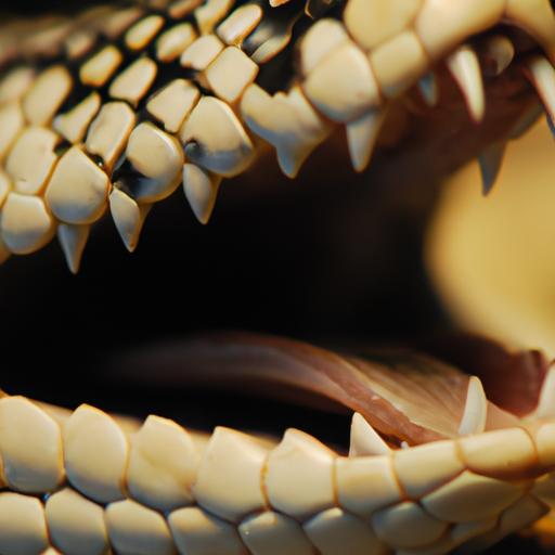 Close-up of a venomous snake's fangs and venom glands.