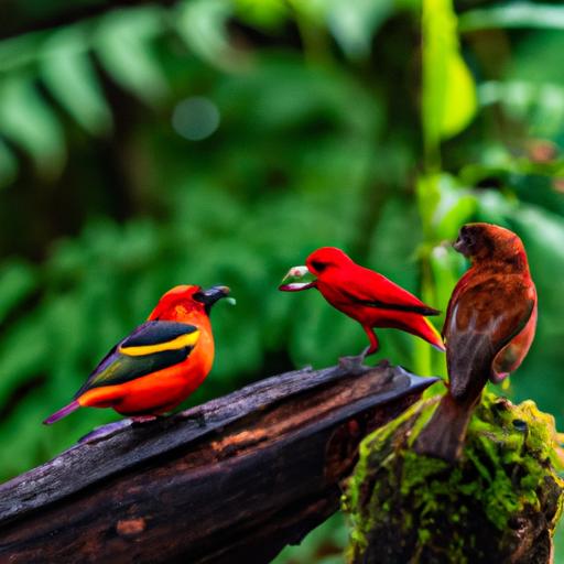 Tanager birds and their interactions with other species
