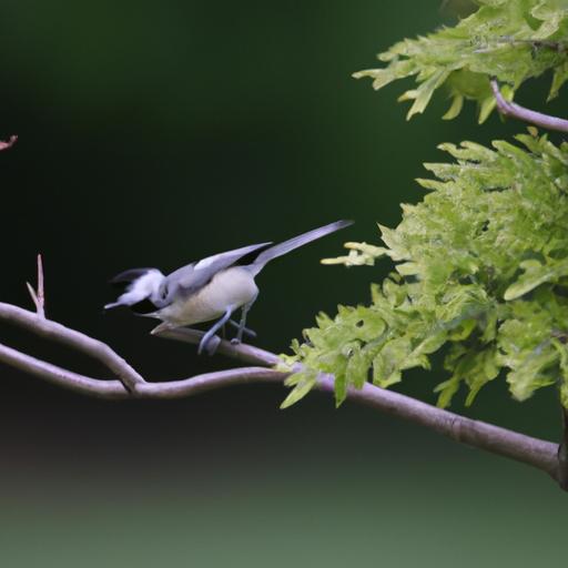 Titmice are agile foragers, known for their acrobatic movements in search of food.