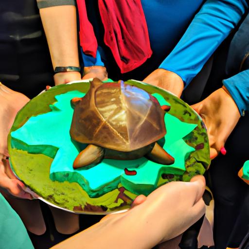 Celebrating Turtle Day with a delicious turtle-shaped cake.