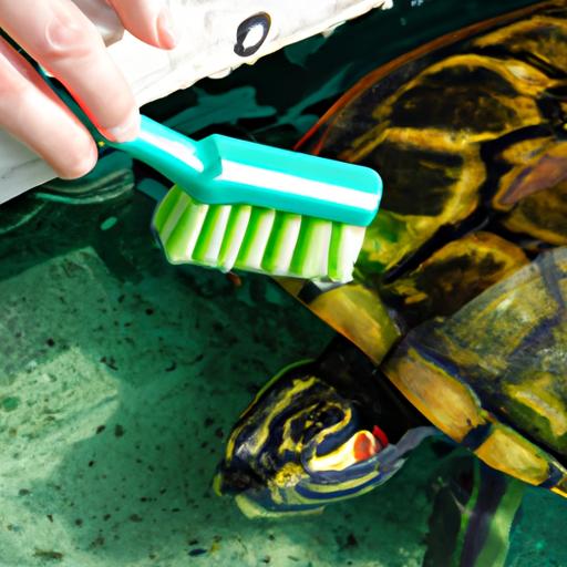 Maintaining cleanliness and hygiene of the turtle dock through regular cleaning.