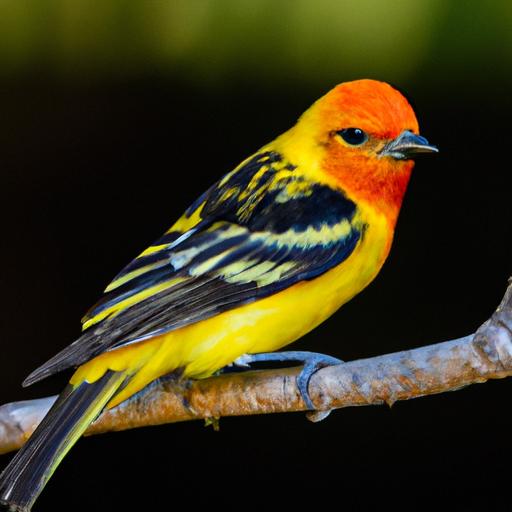The Western Tanager flaunts its vibrant colors and distinctive features.
