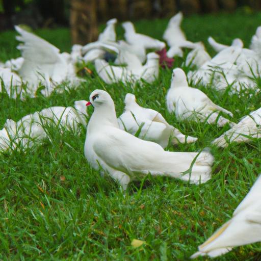 White doves gracefully flying in their natural habitat, surrounded by the beauty of nature.